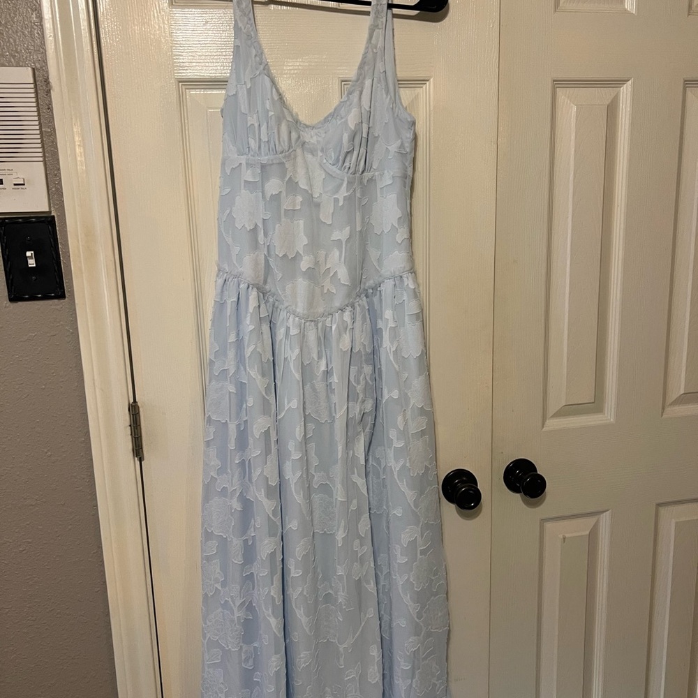 Light Blue Floral Maxi Dress